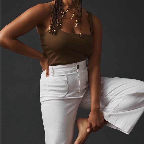 Maeve Anthropologie White Colette Wide Leg Cropped Jeans size 22W - Picture 4 of 9